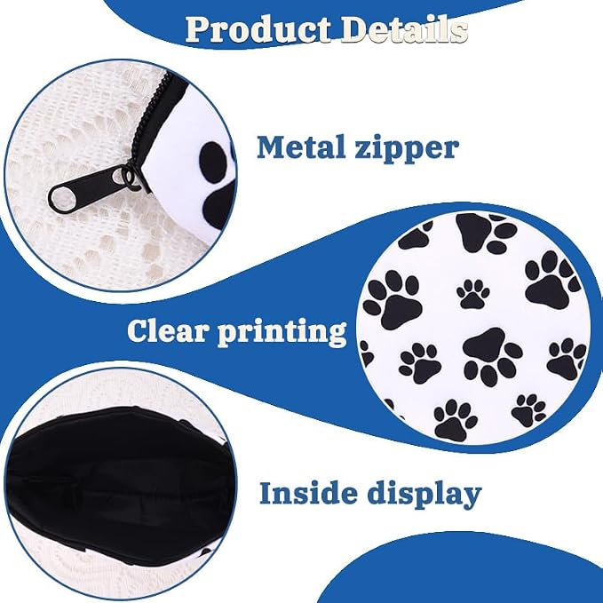 Dog Cat Paw Print Makeup Bag For Pet Lovers Cosmetic Bag for Daughter Son Birthday Christmas Gifts for Friend Travel Toiletry Zipper Pouch Dog Cat Footprint Organizer Bags Travel Accessories