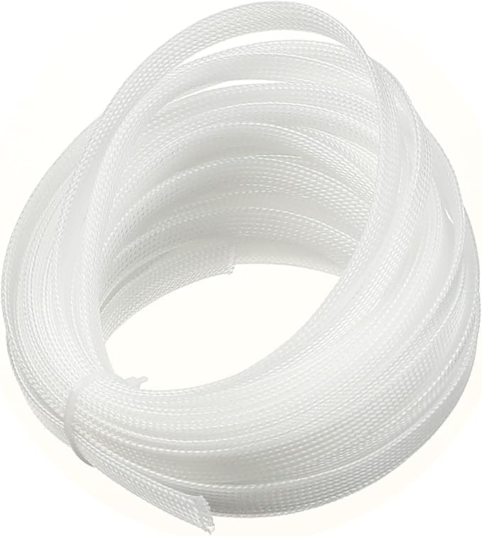Othmro 32.8ft Length Expandable PET Flexible Braided Cable Sleeves 0.47in Width Wire Loom Sleeving and Organizers Flexible Wire Mesh Sleeves for TV Audio PC Computer Cords from Pet Chewing Transparent