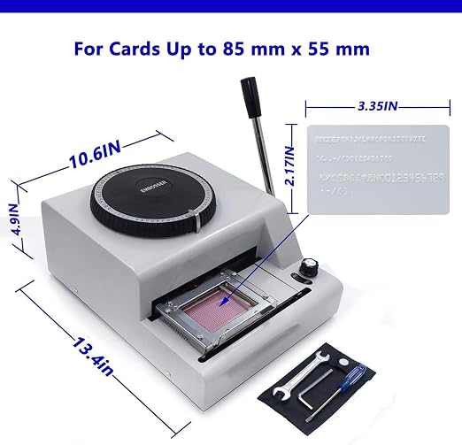 Manual Dog Tag Embosser Machine - 72 Coded Characters, 30 Aluminum Tags Included, Perfect for Custom Pet ID Tags & PVC Card Embossing, User-Friendly Design