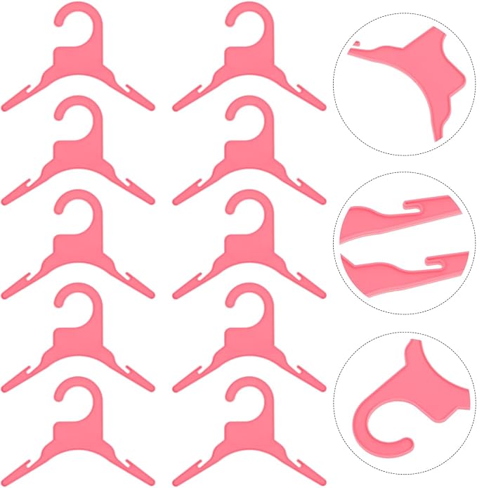 PRETYZOOM Pet Clothes Hangers 10 Pack Plastic Dog Cat Clothing Rack Lightweight Anti-Skid Puppy Clothes Organizer for Indoor Closet Storage 7.48X3.54In
