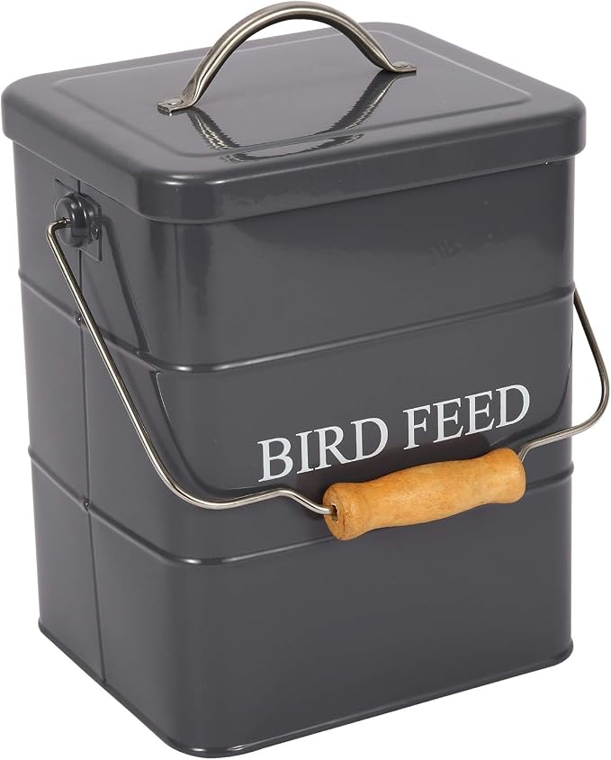 Geyecete Bird Feeder,Bird Food Jar Pet Food Storage Airtight Food Storage Container-Gray