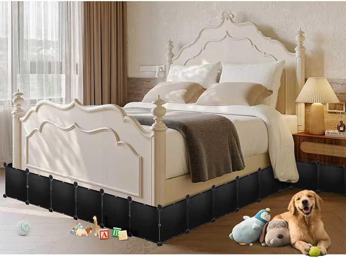 11.8" H x 248" L Total Under Under Bed Blocker Stops Pets Under Furniture | Splicable Resin Under Bed Blocker, Flexible Assembly Stops Pets From Sliding Under Bed, Easy Buckle Splicing