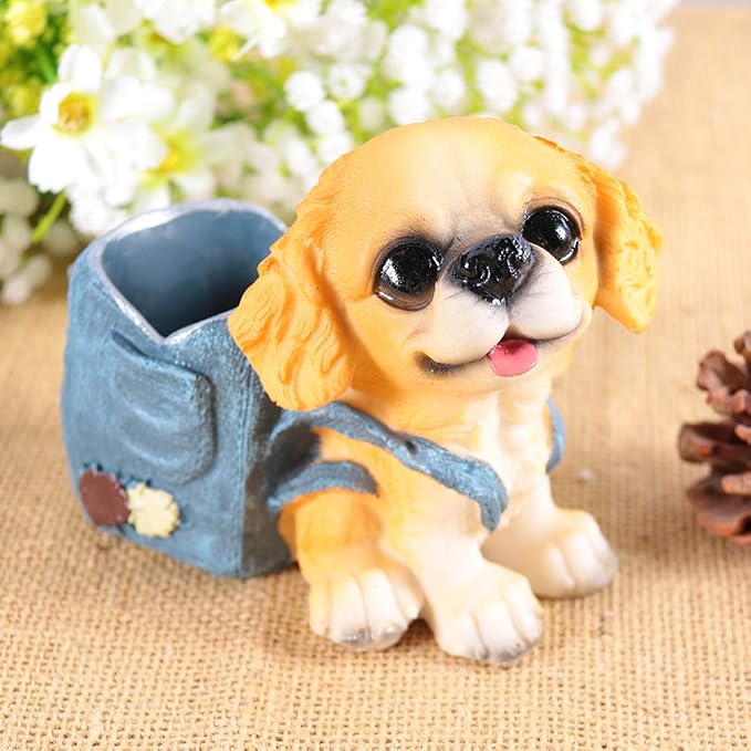 Puppy Dog Pencil Holder Pet Pen Cup Desk Organizer Golden Retriever