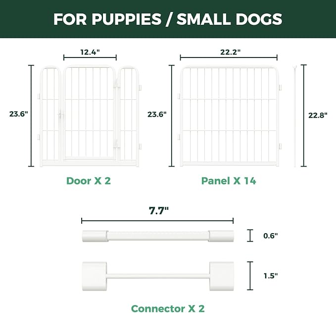 FXW Homeplus Indoor Dog Playpen with Divider Connectors, 24" H, 16 Panels | Calm Indoor Play Area, Two-Zone Layout, For Puppies & Small Dogs, Patented