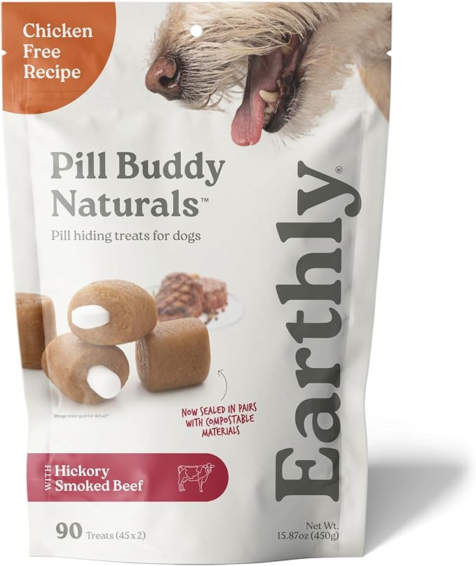Presidio Earthly Pill Buddy Naturals - Beef Recipe Pill Hiding Treats for Dogs - Make A Perfect Pill Concealing Pocket Or Pouch for Any Size Medication - 90 Servings