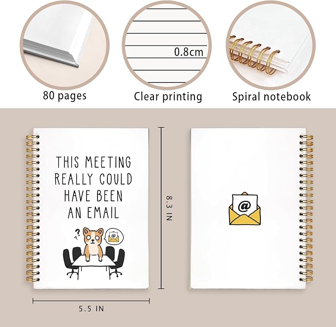 Meeting Notebook Journal Office Gifts for Coworkers Bosses | This Meeting Really Could Have Been An Email, Dog Notebook Journal, Funny Work Spiral Notebook, 5.5x8.3 Inch