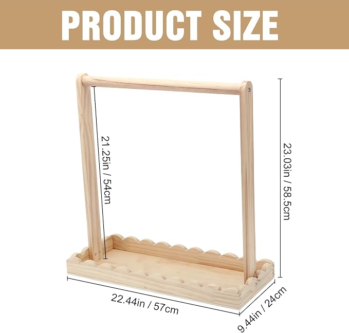 Wooden Baby Clothing Rack for Toddler, Baby Shower Crate Closet, Baby Storage Crate with Hangers, Pets Clothes Rack with Storage Box & Hanging Rod for Dogs Cats, Newborn Gifts Basket (Wavy)