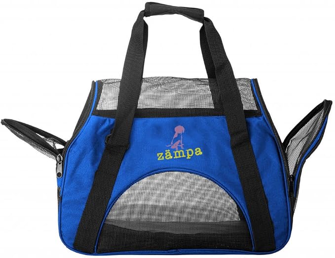 ZAMPA Soft Side Pet Travel Carrier TSA Approved, Under Seat Compatibility, airline approved for Large Cats, Medium Puppys, Small Dogs, 2 Openings, W/Shoulder Strap.