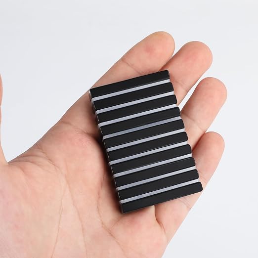Strong Neodymium Magnets with Adhesive Backing, 25 Pack, 40x10x5 mm | Powerful Rare Earth Bar Magnets, Waterproof Black Magnetic Magnet Strips Heavy Duty for Craft, Kitchen, DIY, Office