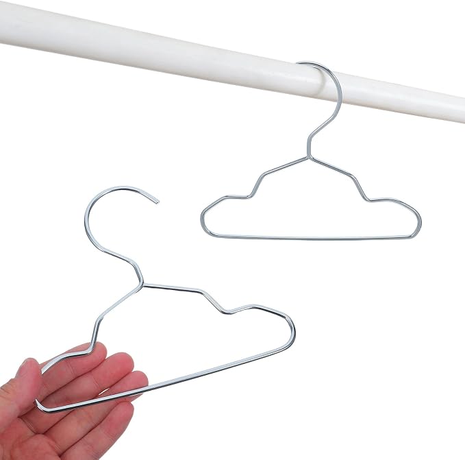 10PCS Metal Pet Clothes Hangers - Mini Grooved Hangers - Closet Organizer Rack for Small Dog Cat Apparel Outfits Drying Storage Nursery and Grooming Salon 15cm/5.9''
