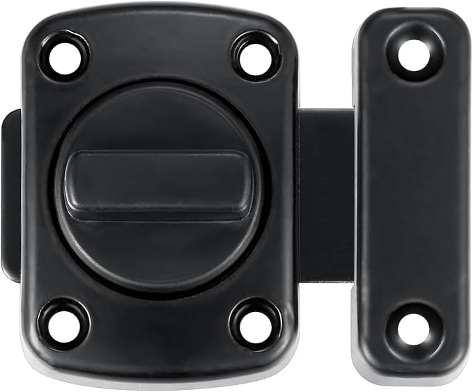 Black Rotate Bolt Gate Latches,Zinc Alloy Rotary Switch Cabinet Lock | Slide Bolt Latches Lock,Pet Door Lock, for Drawer,Storage Box,Cabinets,Locker, Closet,Pet Cage,Wine Cabinet,Protect Privacy