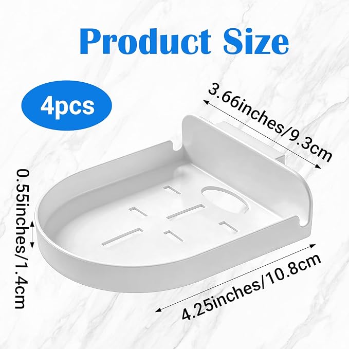 4pcs Security Camera Wall Mount, Baby Monitor Wall Mount, Adhesive Small Shelf For Walls, Clear Floating Shelf for Security Cameras Speakers Bedroom Kitchen Living Room with Cable Clips (White)