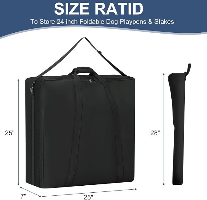 24" Dog Fence Storage Bag for Camping & RV Trips Comfortable Carry | Suitable for Foldable Exercise pens, Dog Fence Travel Bag With Handles, 600D Oxford Fabric,Neat Storage, Wear-Resistant