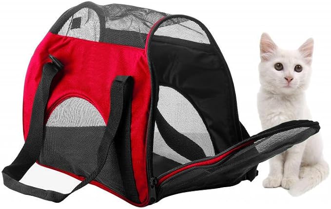 ZAMPA Soft Side Pet Travel Carrier TSA Approved, Under Seat Compatibility, airline approved for Large Cats, Medium Puppys, Small Dogs, 2 Openings, W/Shoulder Strap.