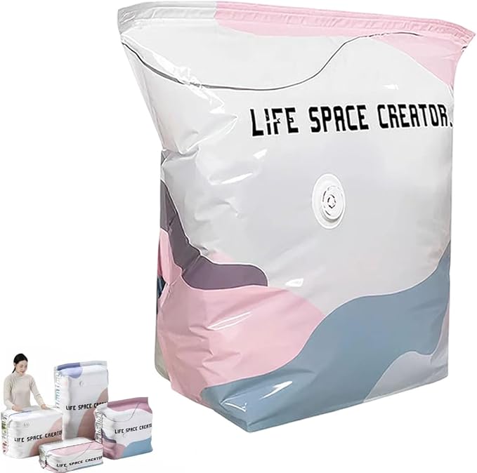 Large-Capacity Vacuum Bags – No Pump Needed, No Pump 3D Large Vacuum Storage Bag Compression Bags, Life Space Creator Storage Bag for Jumbo Clothes Bedding,Comforters,Off‑season Gear (1M)
