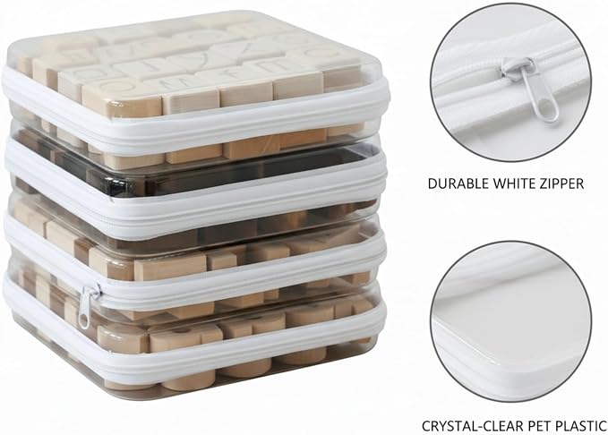 3-Pack Clear PET Zipper Storage Bags, White Organizer Pouches for Closet, Under-Bed & Drawer Organization (Small, Medium, Large)