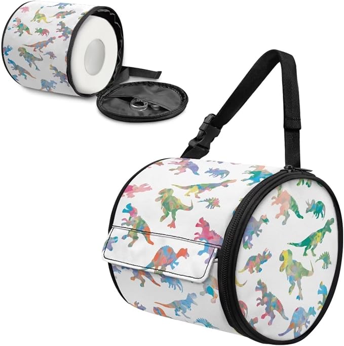 Modern Kitchen Bathroom Hanging Toilet Paper Tie Dye Dinos Tissue Holder Wall Mounted Tissue Towel Roll Holder with Adjustable Strap Easy Installation