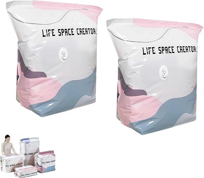 Large-Capacity Vacuum Bags – No Pump Needed, No Pump 3D Large Vacuum Storage Bag Compression Bags, Life Space Creator Storage Bag for Jumbo Clothes Bedding,Comforters,Off‑season Gear (ML)