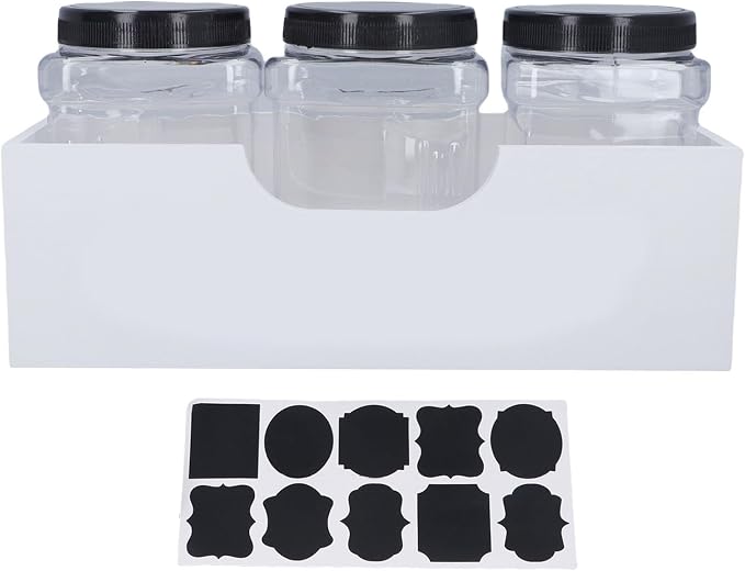 Pet Treat Containers Airtight Jars Well Sealed Snack Organizer for Dog Cat, Wooden Stand, Large Capacity, Transparent, White