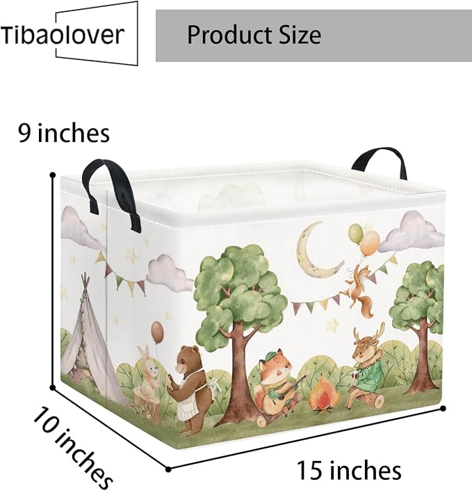 Rectangular Valentines Basket for Women Girls Storage Bin Organizer Box Shelf Room Decor(Camping Animal)