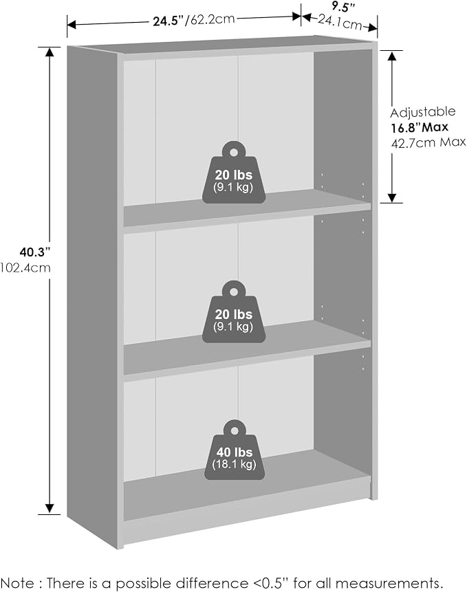Furinno Reed Closet Organizers and Storage, 3-Tier Closet Organizer, Open Shelf Closet Storage, for Wardrobe, Bedroom, Living Room, White