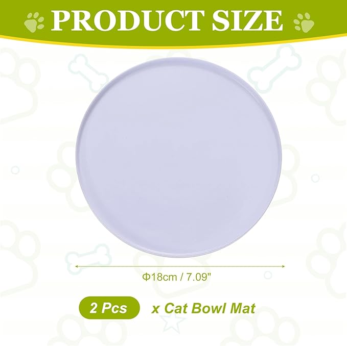 Cat Food Mat, 7x7 Inch Silicone Pet Feeding Mat Non-Slip Round Waterproof Dog Water Bowl Tray Raised Edge Protects Floors (4Pcs, Purple), Intended for Pets Bowl/Fountain