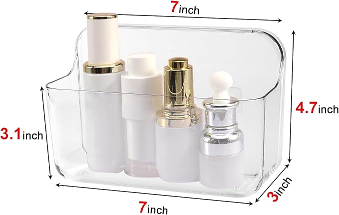 CGBE 2-Pack Cabinet Door Organizer, Self Adhesive Bathroom Shelves, Clear | Acrylic Shower Caddy, Wall Mounted Storage, No Drilling, Automatic Draining, For Cabinet Door and Shower Wall