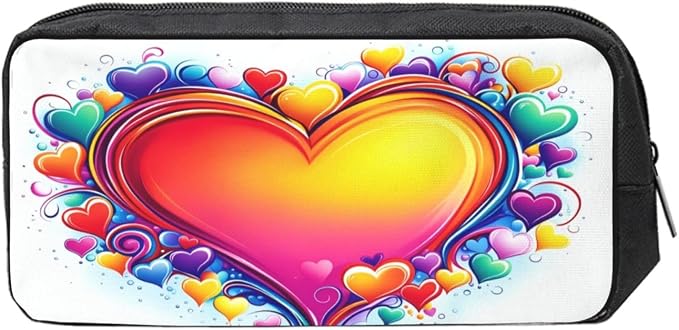 Love Heart Large Pencil Case, Durable Pen Bag Zipper Organizer Pouch for Office Travel for Women Men