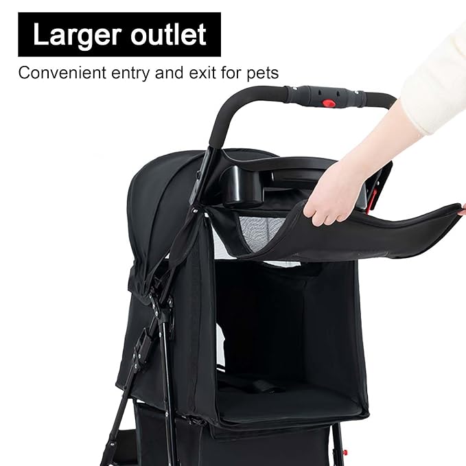 Folding Dog Carrier, 4 Wheels Pet Carrier for Small/Medium Dogs and Cats,with Multifunctional Cup Holder and Storage Basket,Portable Cat Carrier or Dog Crate for Travel Gear,Large Space (Blue)