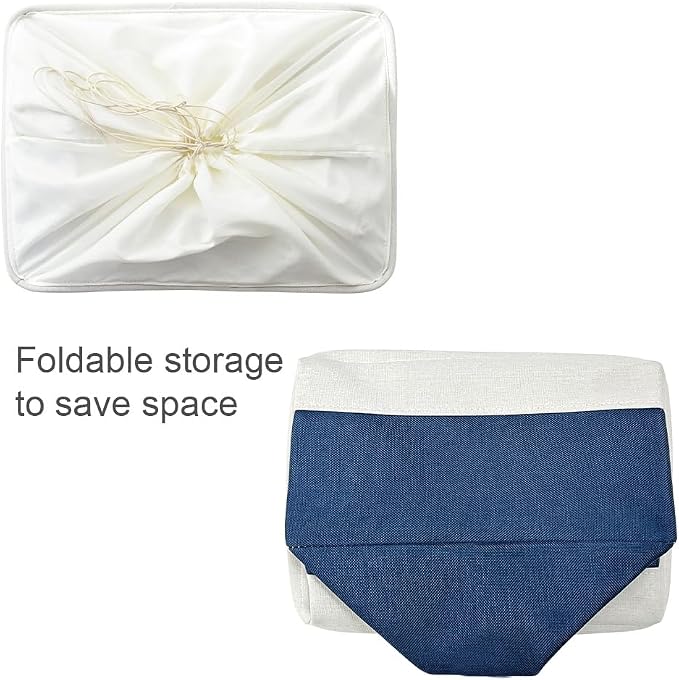 Organization and Storage Basket for Organizing - X Large 3 Pack 17.7L×13.8W×9.8H in Collapsible Storage Bin for Shelves, Basket for Gifts Empty Toys Organizer Gift (White & Jean Blus)