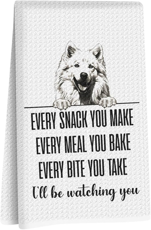 Samoyed Dog Kitchen Towels 24x14 Inch, Samoyed Gifts Dish Towels Dishcloth, Funny Dog Every Meal You Make Waffle Weave Cloth Hand Towel Tea Towel for Bathroom Kitchen, for Dog Lovers