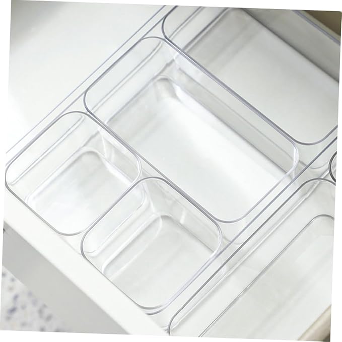 1Set Clear Drawer Organizer Set Sturdy Pet Storage Dividers for Kitchen Bathroom Dresser Office Multi Clear Organizers for Cosmetics Jewelry Stationery More