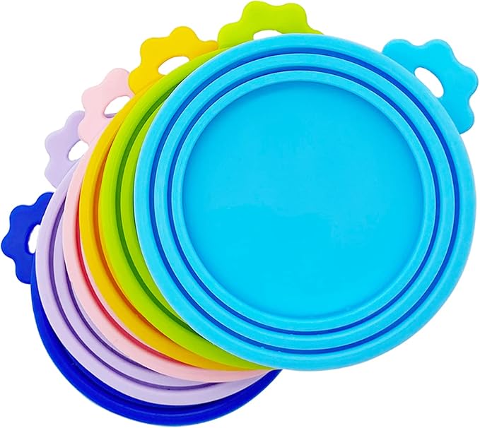 Food Can Covers | 6 Pack Silicone Tin Lids for Dog and Cat | Universal BPA Free | One Can Cap Fit Most Standard Size Canned Dog Cat Food