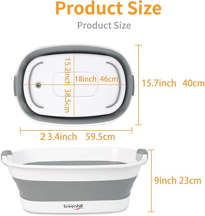 Collapsible Dog Bath Tub, Portable Puppy Bathtub with Drain Plug, Gray | Collapsible and Portable, Easy Water Drainage,For Small Dogs, Puppies and Cats, Indoor and Outdoor Use, Space-Saving Storage