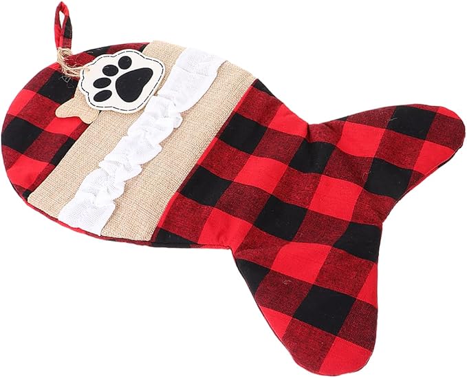 VILLCASE Christmas Pet Stocking Gift Bag Cloth Decorative Storage Pouch | Exquisite Lovely Design, Multi-purpose Use for Decorating Trees and Restaurants, Practical Holiday Storage