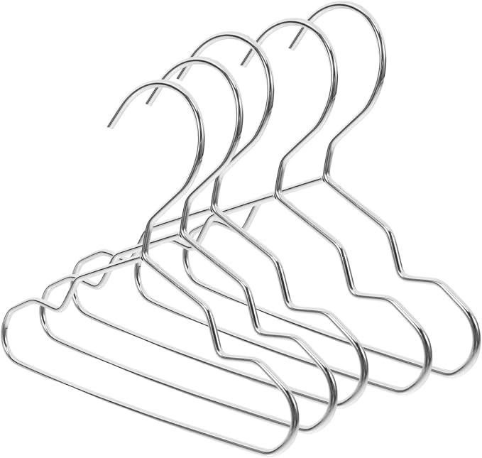 HEALLILY 10Pcs Small Pet Hangers Steel Clothing Organizer for Dogs and Cats Space-saving Drying Rack for Pet Apparel Storage Versatile Closet Hanger with Stylish Silver Finish