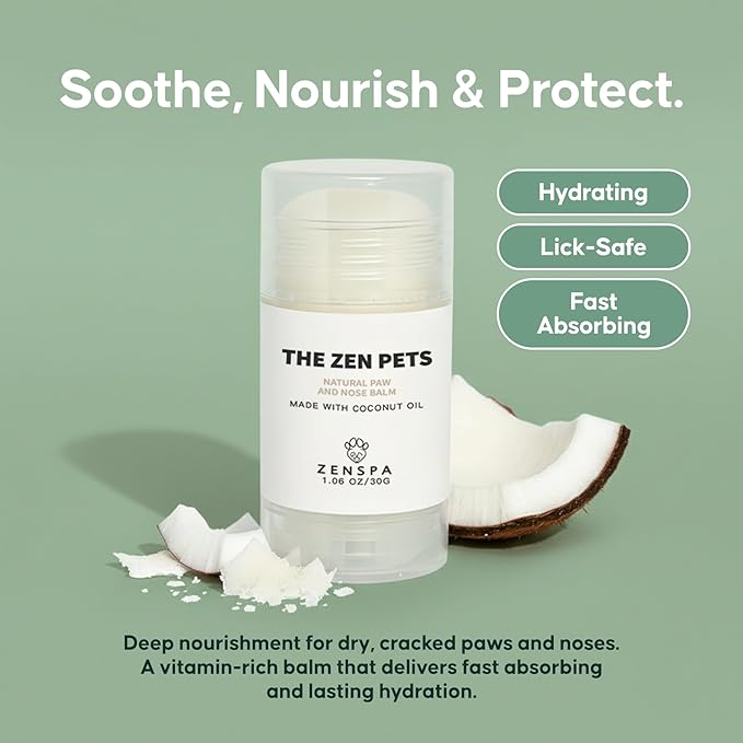 ZenSpa 4-in-1 Dog Spa Kit | Oatmeal Shampoo, Conditioner, Paw Cleaner and Nose Balm | Hypoallergenic Natural Formula for Sensitive Skin | All Breeds and Puppies