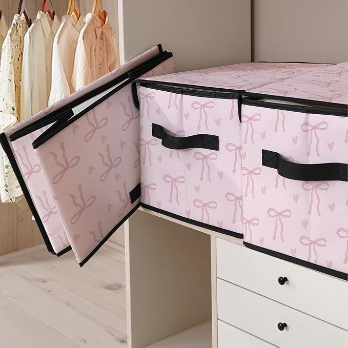 Stackable Clothes Storage Bins with Lids 3 Pack | Closet Organizers Fabric Box for Home and Office,Blanket Clothes Organizers,Under Bed Storage Containers
