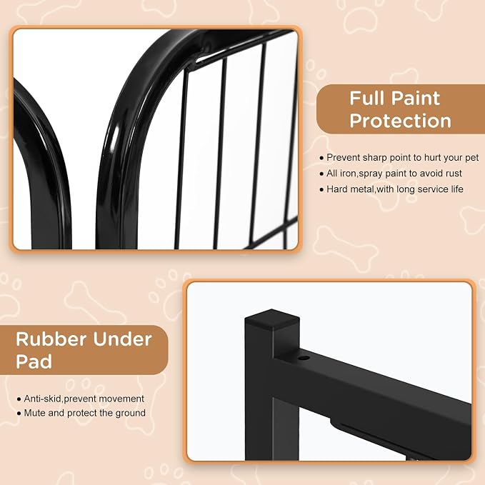 BestPet | Dog Playpen | 40", 12 Panels | Heavy Duty Metal Pet Exercise Pen | Indoor/Outdoor Fence Panels | Rust-Resistant, Removable, Tool-Free Setup | Anti-Skid, Expandable Design
