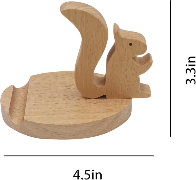 Cute Animal Cellphone Stand Holder Wooden Smartphone Desk Holder for Mobile Phones Cartoon Phone Stand Desk Ornament