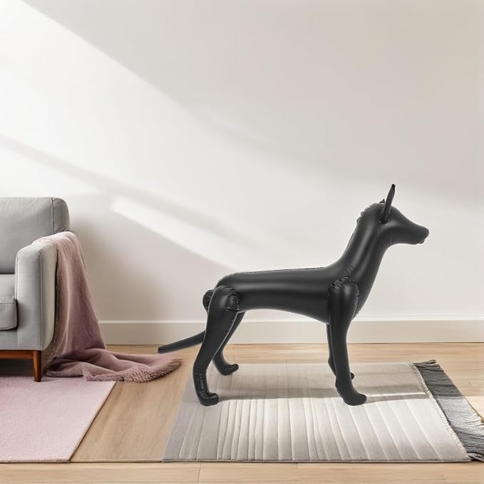 Inflatable PVC Dog Mannequin Display Stand 0.25mm Thick Large Black | Pet Apparel Showcase, Soft Lightweight Portable Build, Easy Inflate and Deflate for Retail Counter Use