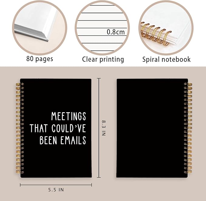 Meeting Notebook - Meetings That Could've Been Emails Journal | Office Gift for Coworkers, Bosses, or Work From Home Professionals, Funny Work Spiral Notebook, 5.5x8.3 Inch