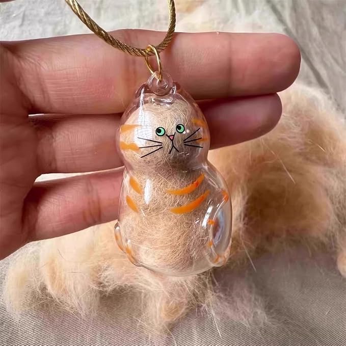Cat Hair Storage Keychain,Transparent Cat and Dog Hair Storage Capsule,Welldonepet Cats Hairs Keychain