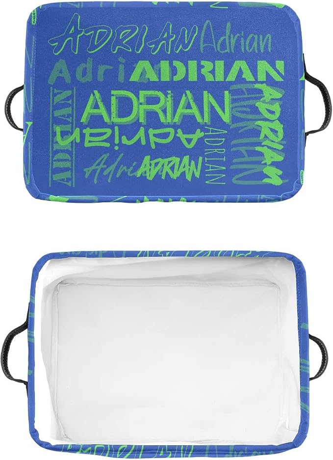 Personalized Storage Bins with Name Custom Kids Storage Basket Cubes Organizer with Handles for Organizing Boys and Girls Toys Shelf Closet Nursery Baskets Boxes, 1 Pack