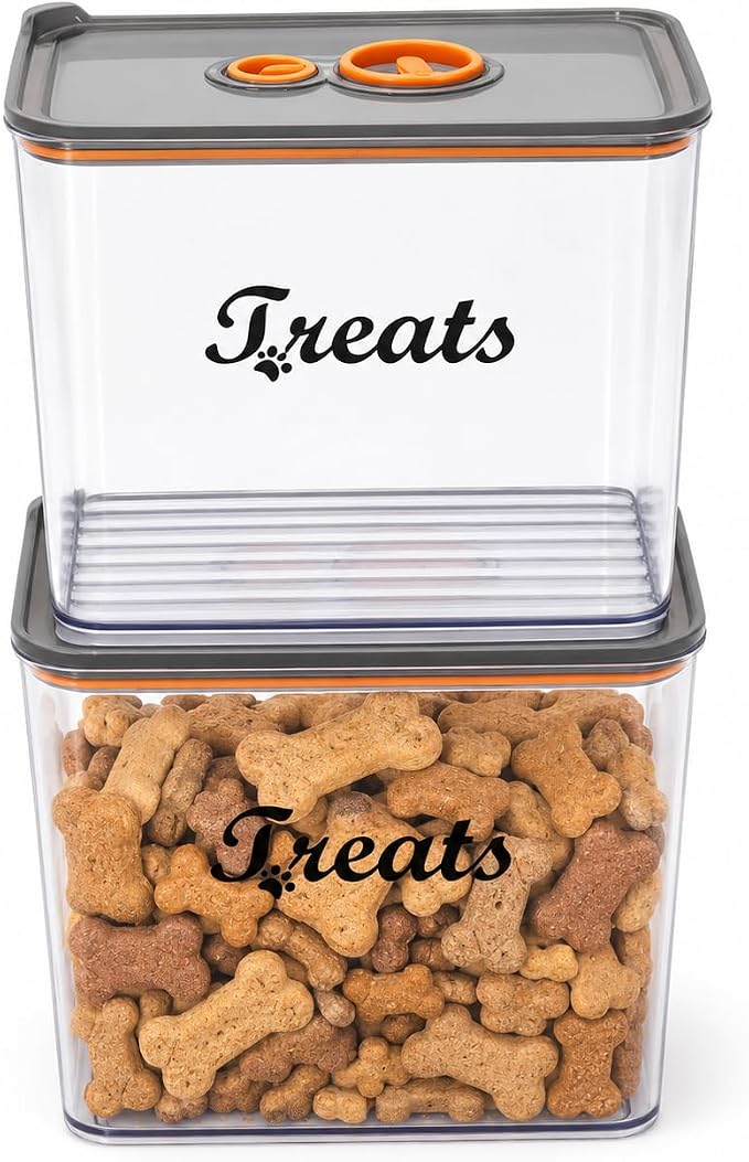 2Pack Pet Food Storage Containers,Airtight Dog Treat Container,Dog Food Storage Container with Tachometer Wheel for Customizing,Suitable for Pet,Bird Seeds,Dog & Cat Treats