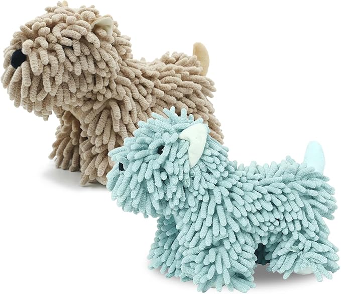 Cute Dog Chenille Hand Towel, 3D Puppy Hangable Fuzzy Ball Hand Towel Microfiber Super Soft Absorbent Bathroom & Kitchen Towels with Hanging Loop, Can Be Placed on the Sink Countertop (Khaki+Green)