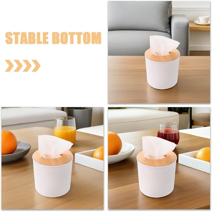 Lid Tissue Box Cover with Detachable Pet Storage Container 3pcs | White Finish, Office and Living Room Use, Stable Portable Organizer