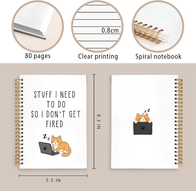 Funny Notebooks for Work,New Job Gift,Goodbye Gift for Coworker | Stuff I Need To Do So I Don't Get Fired Hardcover Spiral Notebooks,,Funny Gag Gift for Coworkers 5.5x8.3 Inch