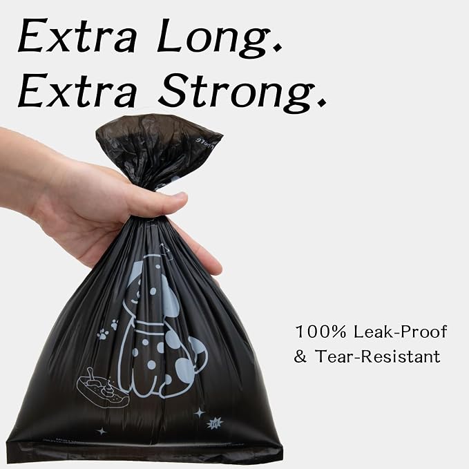 Dog Poop Bags Rolls with Dispenser 120 counts 13x9 in Black | Scented Poop Bags for Dogs Extra Large Guaranteed Leak Proof and Extra Thick, For poop bags for dogs Walking and Cat Litter