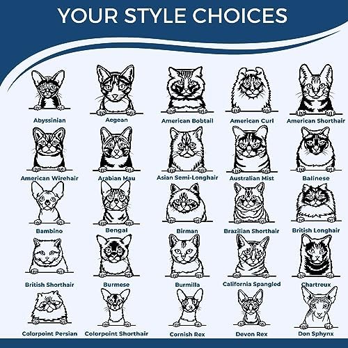 Peeking American Bobtail Cat Self-Inking Address Stamp - Clear Impressions | Customized American Bobtail Cat Themed Address Stamp. Rectangular Address Stamp for Cat Moms. 4 case colors. Laser-cut.